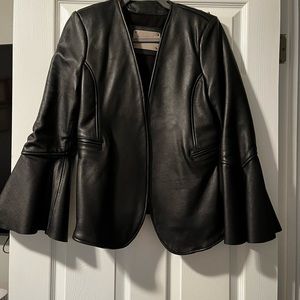 Unique 100% leather jacket with bell sleeves
